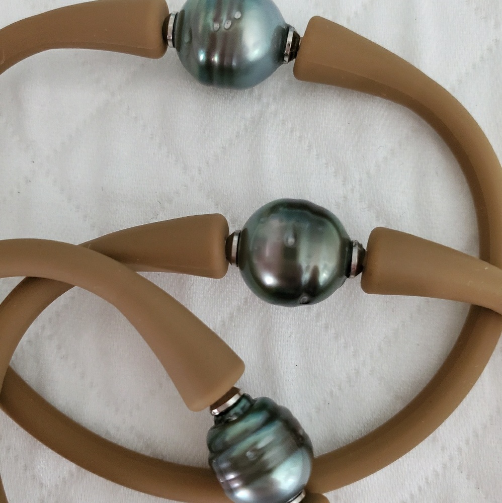 Caramel Silicone & Tahitian Pearl Bracelets